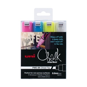 Chalk Marker Pen - Chisel Tip Assorted 4-pack Uni