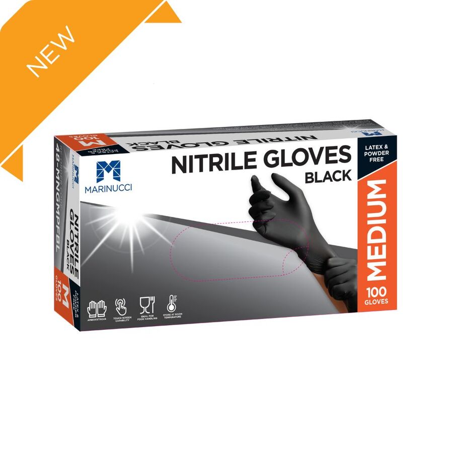 Gloves - Black Nitrile M Powder Free Mar 100/10