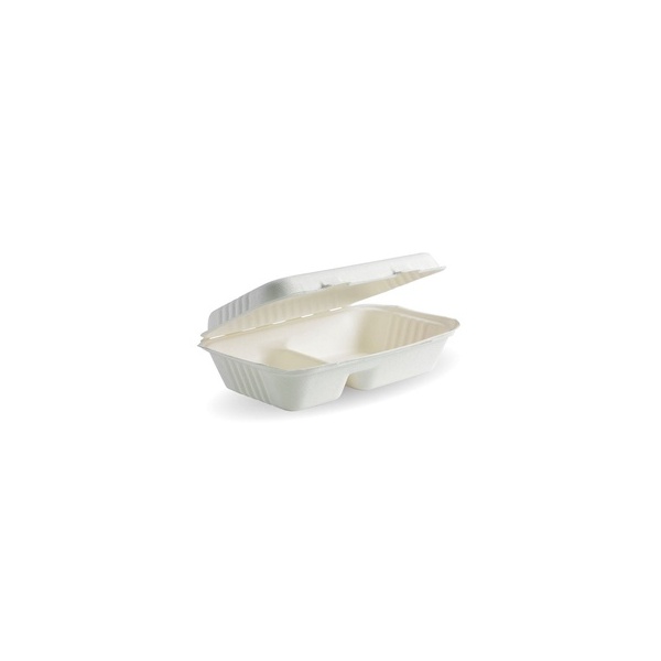 Snack Box Sugarcane 2-Compartment White Bio 125/2