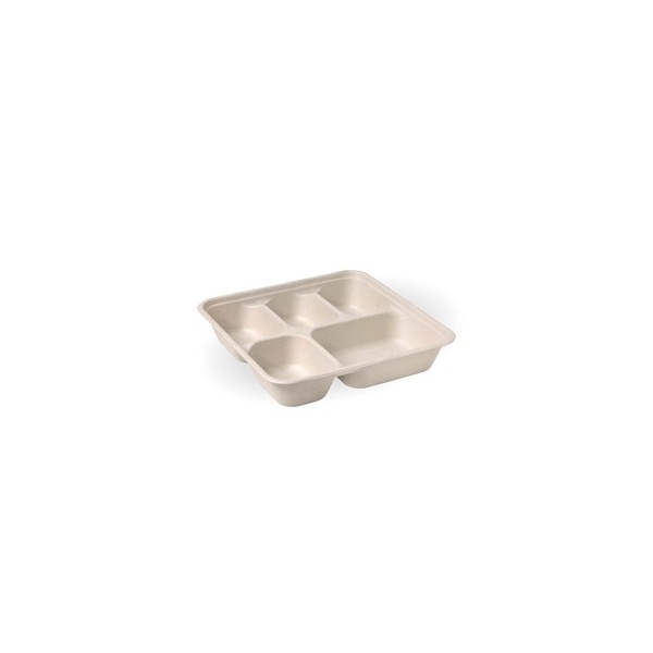 Takeaway Container Base - 1000ml White Sugarcane  5-Compartment Bio 150/2