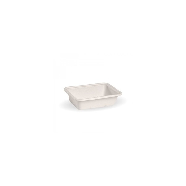 Takeaway Container Base - 600ml Sugarcane White Rectangle 125/4 Bio