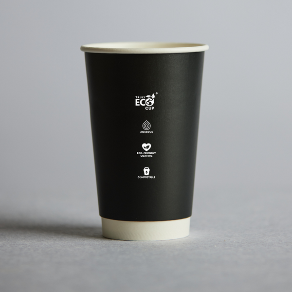 Coffee Cup - 16oz Double Wall Black Pin 25/20