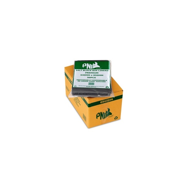 Bin Liners - 54L Black PNI 50/5