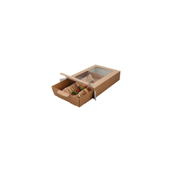 Catering Box - Large Kraft with Clear Window