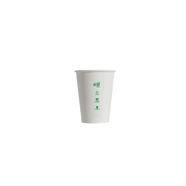 Coffee Cup - 12oz Single Wall White Aqueous Eco Pin 50/20