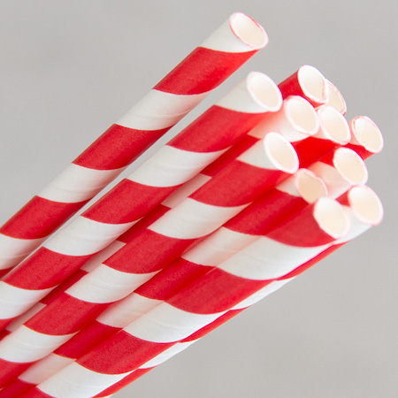 Regular Paper Straw - Red/White Stripe 6mmx197mm