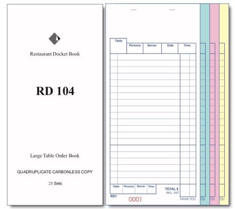 Docket Book 104 - Large, Quad Carbonless,  25pg