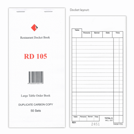 Docket Book 105 - Large, Duplicate With Carbon,  50pg