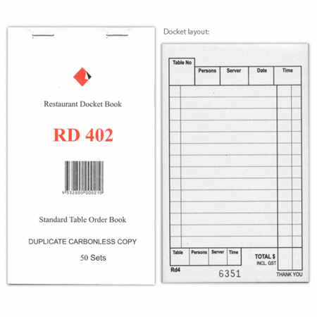 Docket Book 402 - Short, Duplicate Carbonless, 50pg