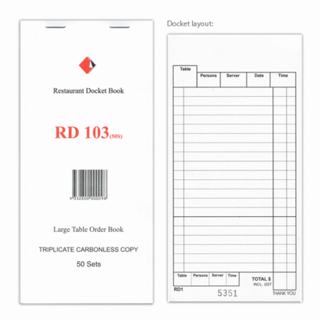 Docket Book 103 - Large, Triplicate Carbonless, 50pg