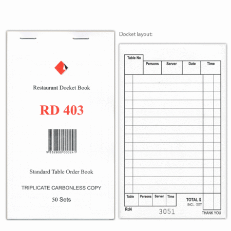 Docket Book 403 - Short, Triplicate Carbonless, 50pg