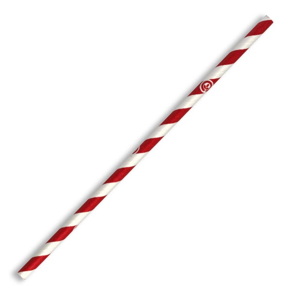 Regular Red/White Stripe Paper Straw - 6mmx197mm