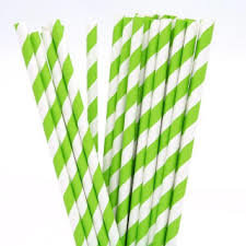 Regular Green/White Stripe Paper Straw