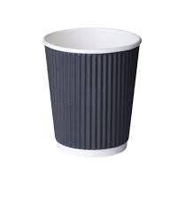 Coffee Cup Triple Wall Black Ripple 8oz