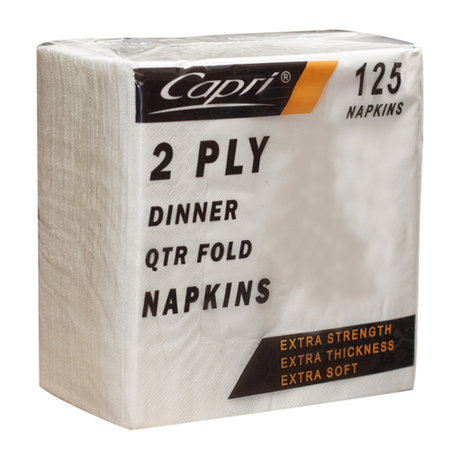 Dinner Napkin 2 Ply Capri White (Quarter Fold) FPA 125/8