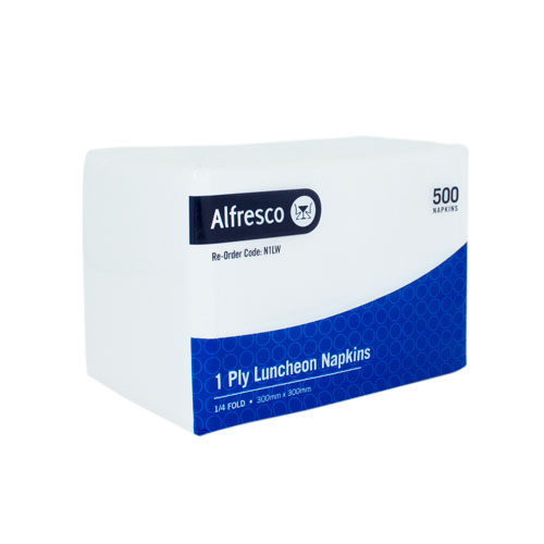 Lunch Napkin 1 Ply White Alfresco (Quarter Fold) Huh 500/6