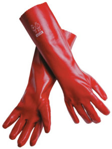 Rubber Gloves - PVC Dipped Red 45cm Bas