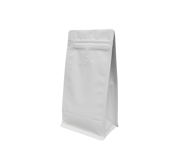 Coffee Bag - White, Box Bottom, 500g