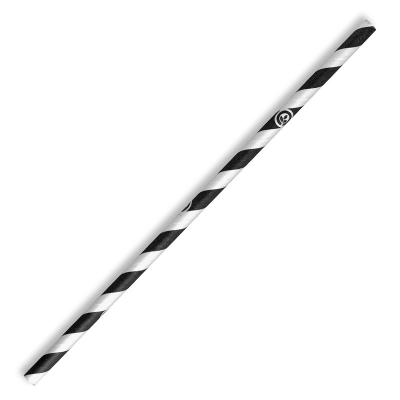 Regular Black/White Stripe Paper Straw - 6mmX197mm Bio 250/10
