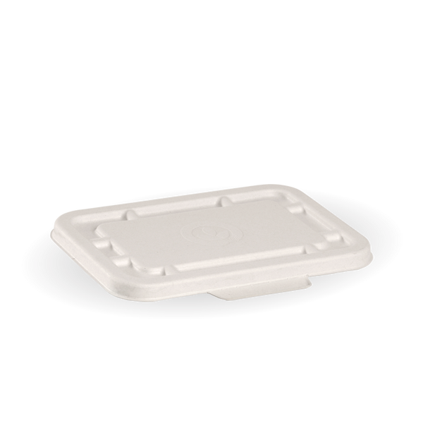 Takeaway Container Lid - Sugarcane White Rectangular  500/600ml Bio 125/2