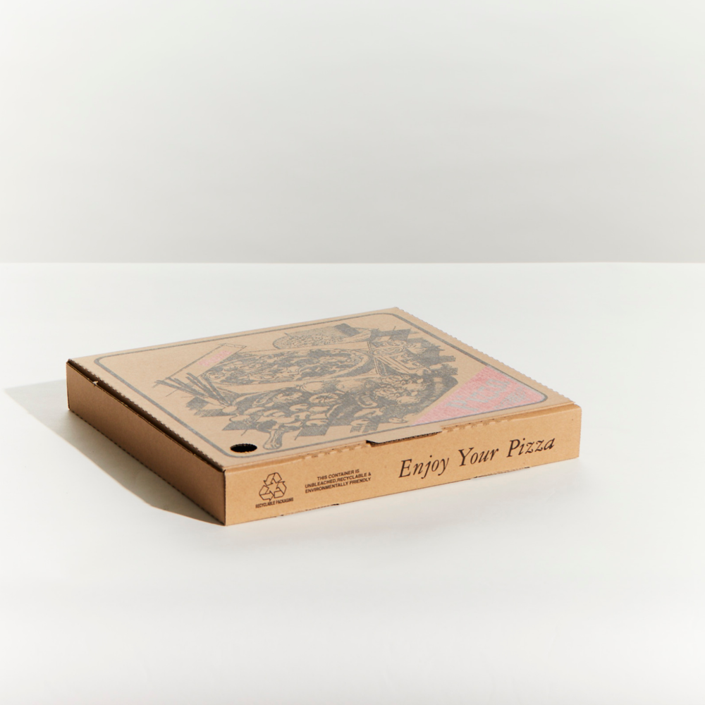 Pizza Box - Generic Print Brown 11&quot;, Pin 100