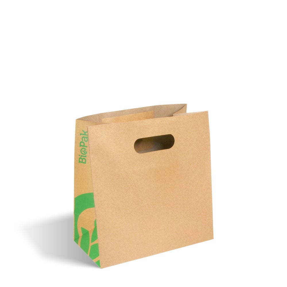 Kraft Paper Bag - Small Die Cut Handle, Bio 250