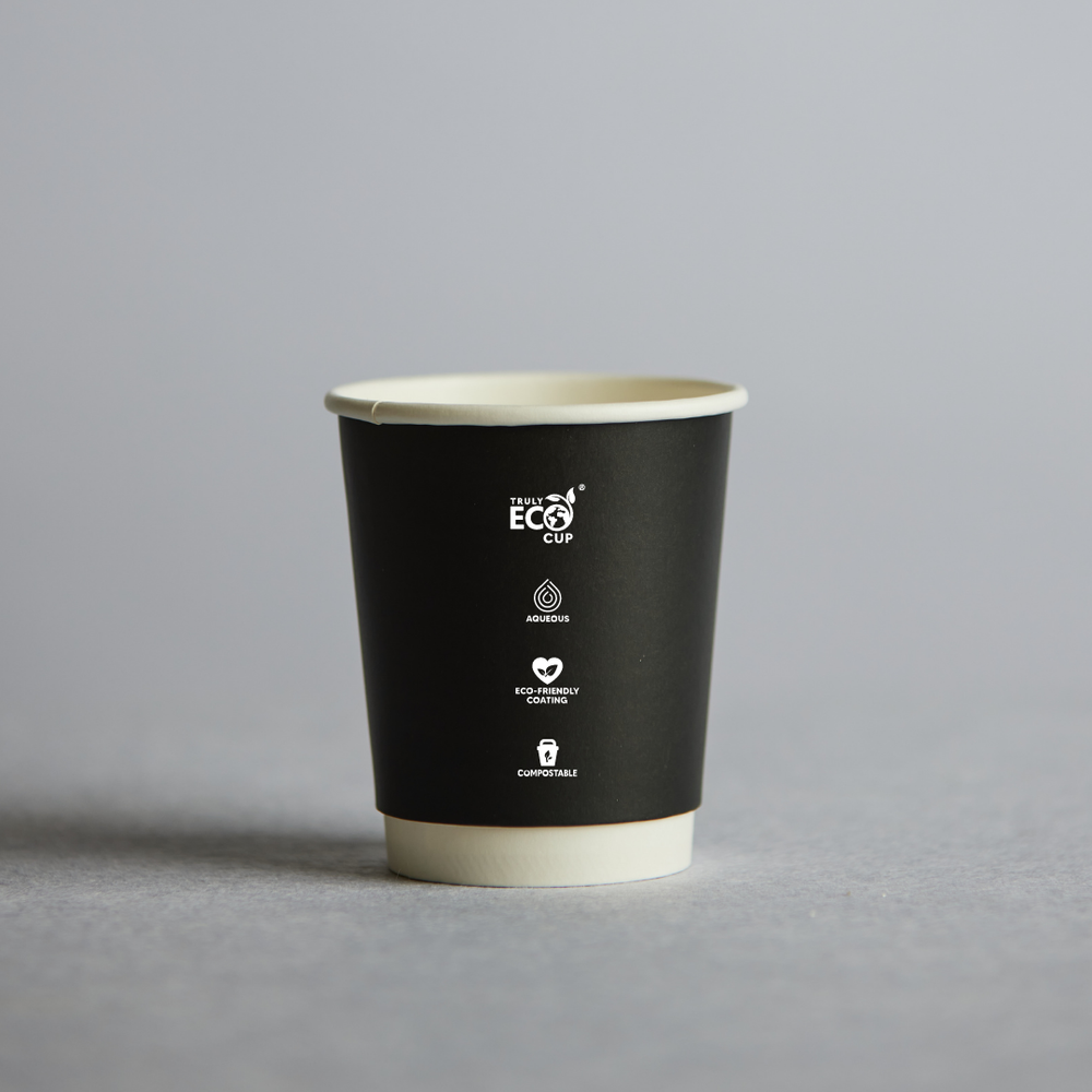 Coffee Cup - 8oz(90mm) Double Wall Black Pin 25/20