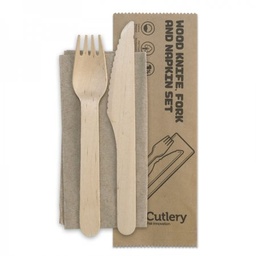[HY-16KFN] Cutlery - Wooden Knife, Fork &amp; Napkin Set