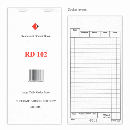 [RD102] Docket Book 102 - Large, Duplicate Carbonless, 50pg