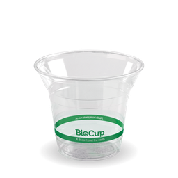 [R-300Y] Clear Cup 300ml Green Stripe Bio 50/20