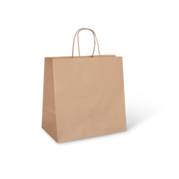 [C734S0010D/C205S0029] Kraft Paper Carry Bag - Twist Handle, Wide Gusset, Brown 300x305x175mm Det