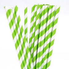 [AUSP25GRN] Regular Green/White Stripe Paper Straw