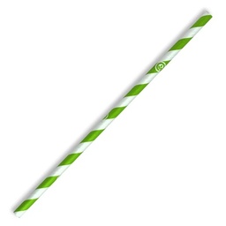 [JP-PBS-6X197-GS] Regular Green/White Stripe Paper Straw - 6mmX197mm Bio 250/10