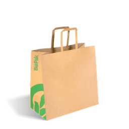 [BAG-TA-F-SMALL] Paper Carry Bag - Flat Handle, 280x275x150mm, Gusset, Small Bio 250