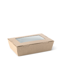 [L590S0010] Lunch Box - With Window Medium Kraft Det 50/4