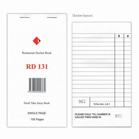 [RD131] Docket Book 131 - Takeaway Single Copy, 100pg