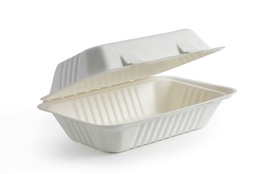 [B-HL-96] Snack Box Medium Rectangle Sugarcane White 23x15x8 / 9x6x3”